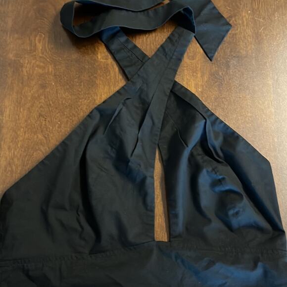 EXPRESS Black Halter Smocked Back Crop Top Medium - Picture 3 of 5